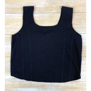 DKNY Women’s Black Sleeveless Corset Style Knit Cropped Sweater Size XL